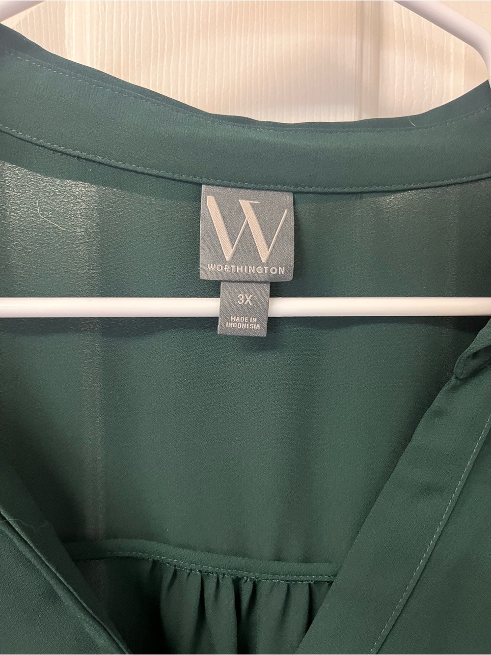 Worthington Dark Green Button-Front Blouse - Picture 3 of 3